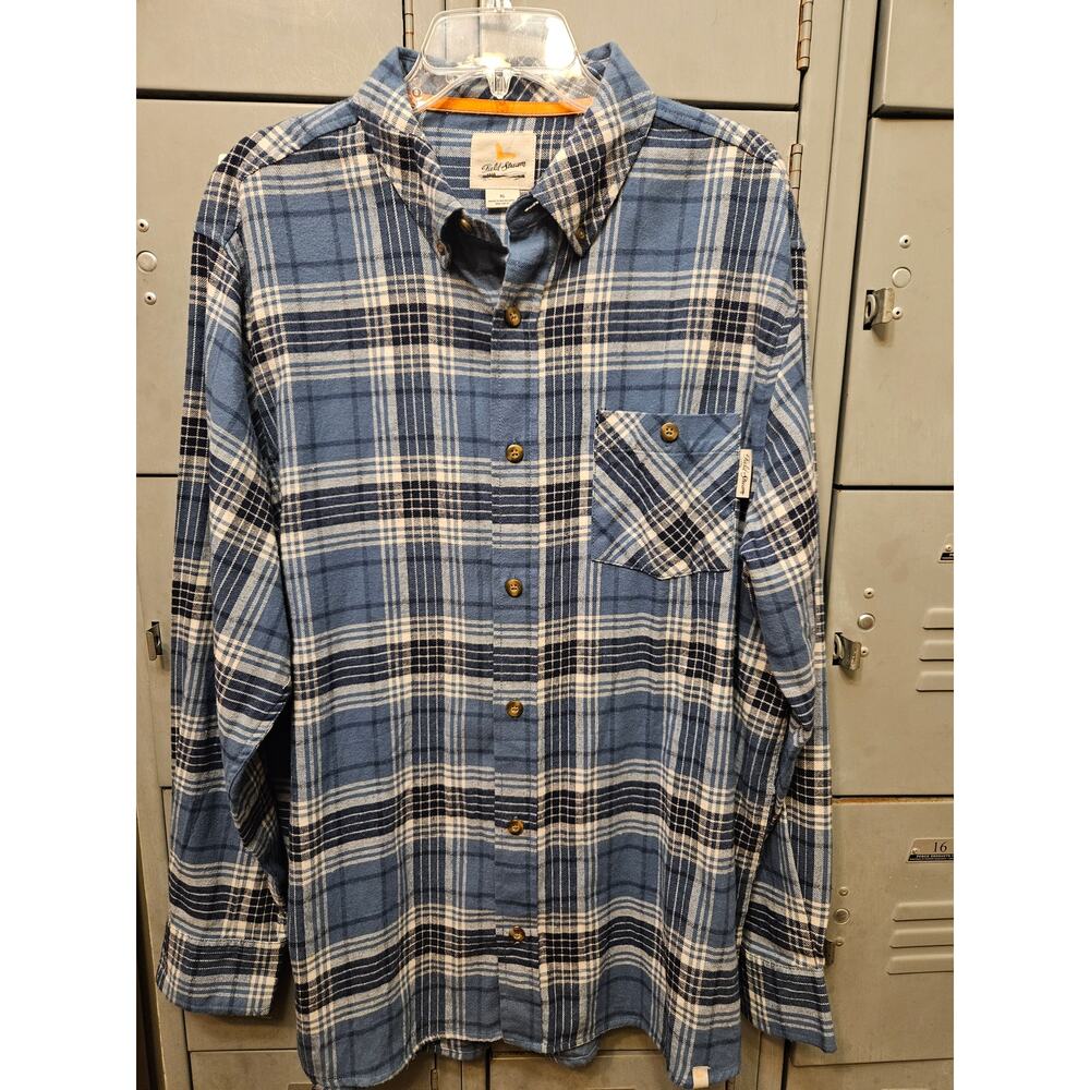 Field & Stream Mens blue plaid flannel button down shirt size XL